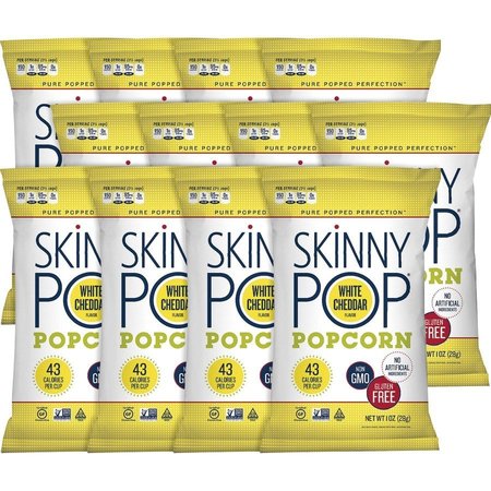 SKINNYPOP Popcorn, White Cheddar, Ready To Eat, 1 oz, 12/CT, Multi PK PCN00443